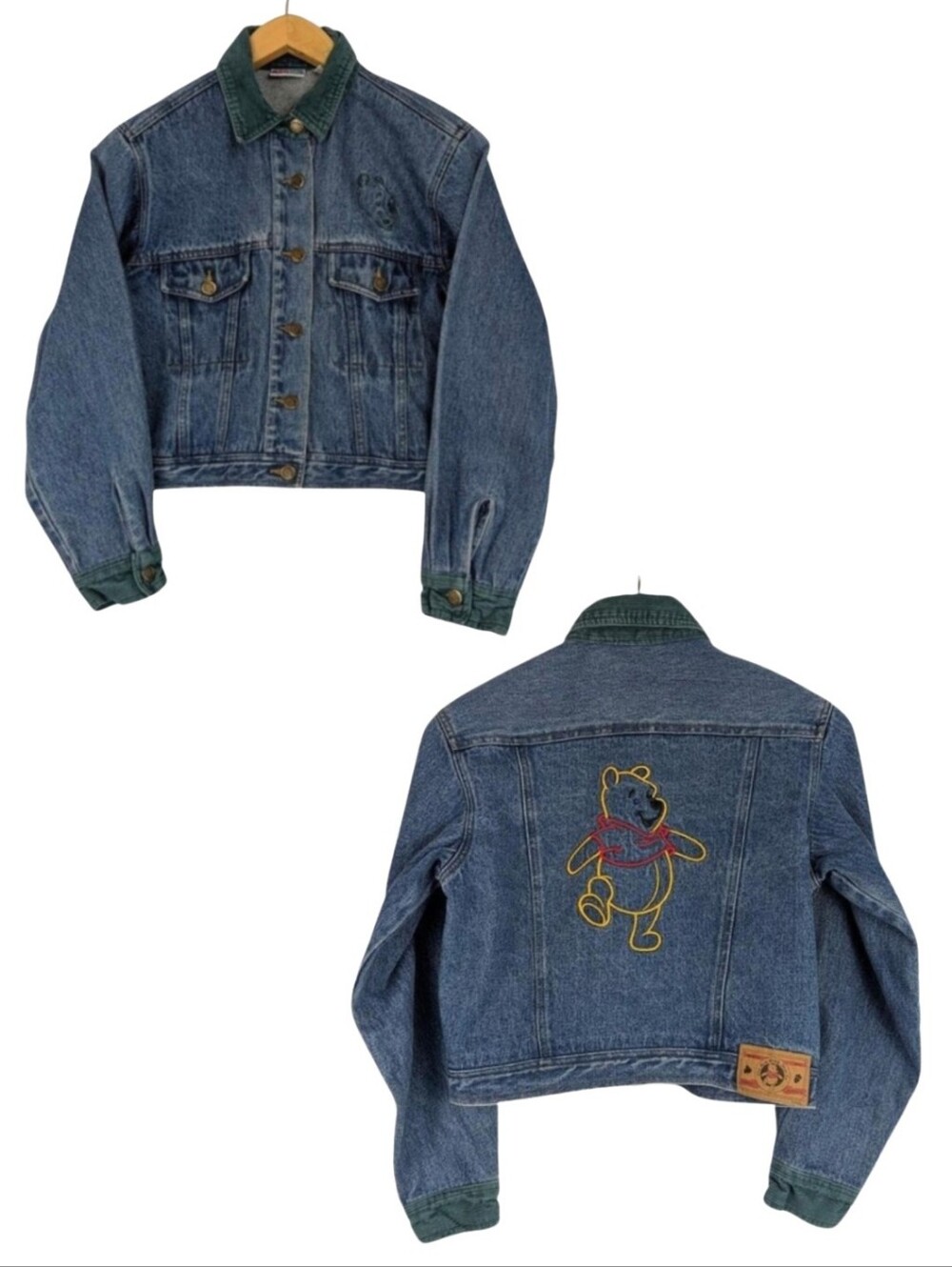 Disney 90s Winnie Pooh Embroidered Denim Barn Coat Jacket Corduroy Small